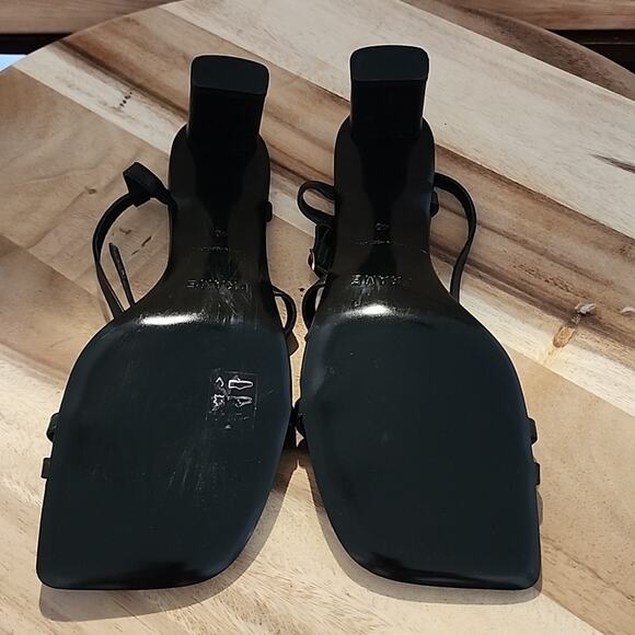 FRAME LE BRAXTON SANDAL SQUARE TOE ANKLE STRAP HEEL BLACK NOIR SIZE 40 - Picture 10 of 16